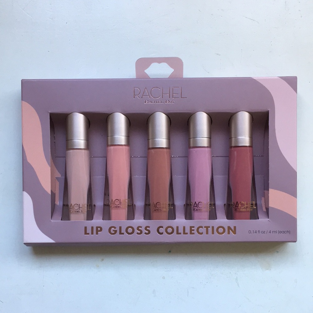 Rachel Roy New Lip Gloss Bottle Collection 5 Nude Pastel Shades Brush Applicator